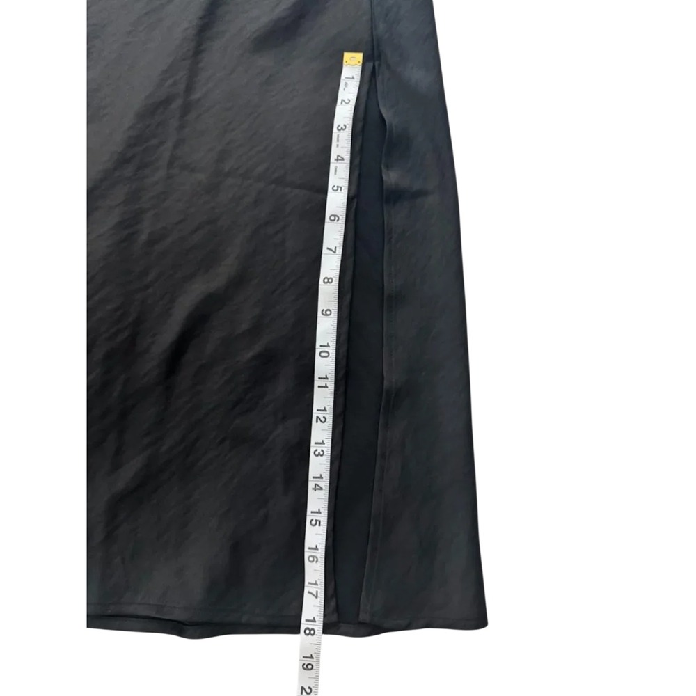 House of Harlow 1960 Black Satin Ruched Maxi Slip Dress M Formal HOCO Wedding - Picture 9 of 10